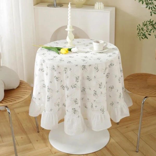 Nappe ronde en mélange de coton Falbala, imprimée, lavable en Machine, couverture de ferme pour Patio, pique-nique, salle à manger