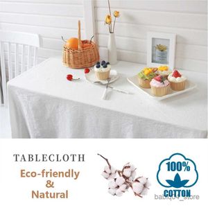 Nappe de table en tissu de coton nappe blanche lavable pour la fête de mariage salle à manger décoration de banquet couverture de table de luxe tapis de pique-nique R230819