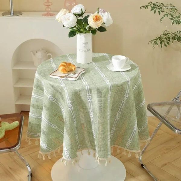Mesa de algodón Lino de algodón Americano Knit Green Fabrica redonda Café Café Decoración Sala de la cubierta