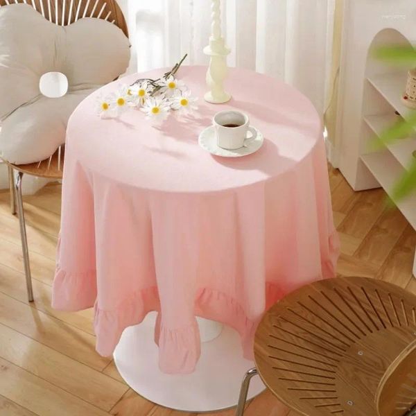 Table de table coton coton lin american solide ruisseau bord rond tissu café cafe décor cover room esthétique