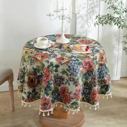 Table de coton coton lin américain vintage jacquard rose rond tissu café café décor couverture de salle esthétique
