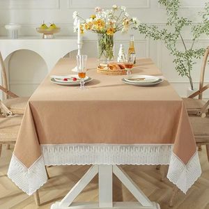 Table de table en coton lin lin léger nappe en dentelle