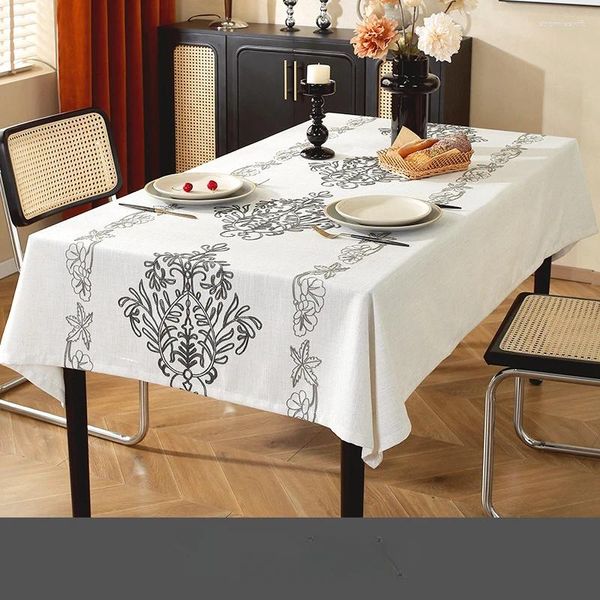 Table de table en coton nappe broderie nappes de fleurs rectangle rectangle de la poussière couverture pour le décor de thé de table de fête de fête à manger