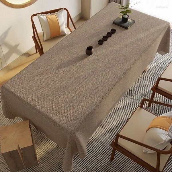 Nappe de Table en coton et lin, imperméable, thé classique chinois, couleur unie, rectangulaire, pour salle à manger, W3H3872