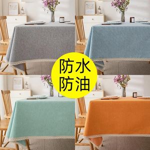 Mesa de tela de algodón mantel de lino impermeable y resistente al aceite té rectangular de color sólido arte de tela de tela
