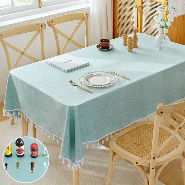 Nappe de Table en coton et lin, imperméable, sans huile, crème de lavage, Style Simple, J4983