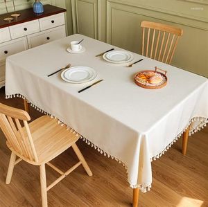 Nappe de table en coton et lin avec glands, imperméable à l'huile, couverture épaisse rectangulaire pour salle à manger de mariage