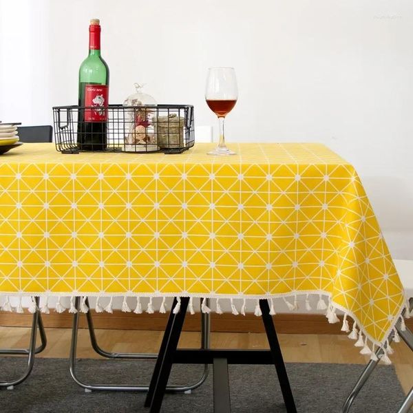 Nappe de Table en coton et lin avec pompon, Plaid rectangulaire imprimé, décoration de la maison, couverture de café, tapis de Table, fournitures de fête