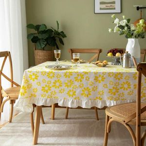 Table de table en coton imprimé petite plante verte fraîche fleurs de printemps de printemps