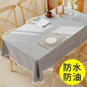 Nappe de Table en coton imperméable à l'huile, jetable, en lin de thé contracté, tapis bleu gris, décoration de mariage