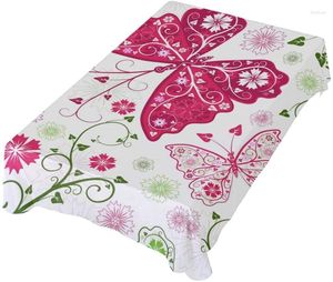 Housse de nappe papillon floral en polyester lavable - Idéal pour les dîners buffet