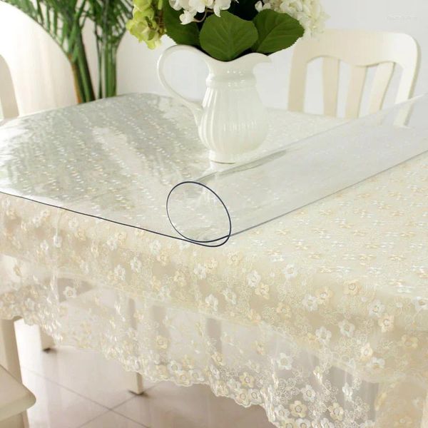 Nappe personnalisée en PVC souple et imperméable, plaque de verre transparente et de cristal, coussin à thé en plastique