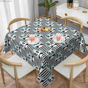 Tableau de nappe de panda mignon à rayures en noir et blanc nappe en espèces en polyester imperméable pour salle à manger de cuisine 60x60 y240401