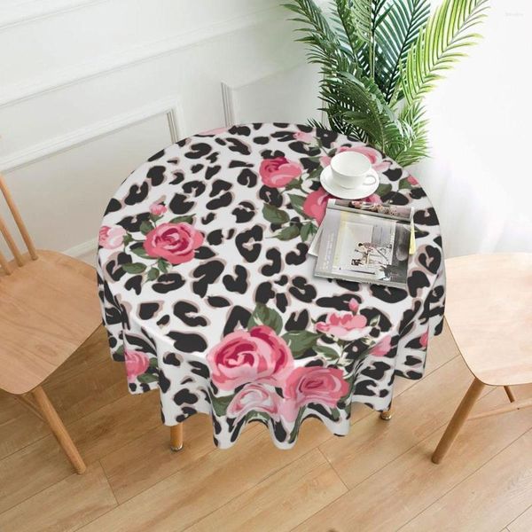 Tovaglia Cute Rose Mix Leopard Pattern Tovaglia Camera da letto Dormitorio Dressing Mat Round Desk Decor