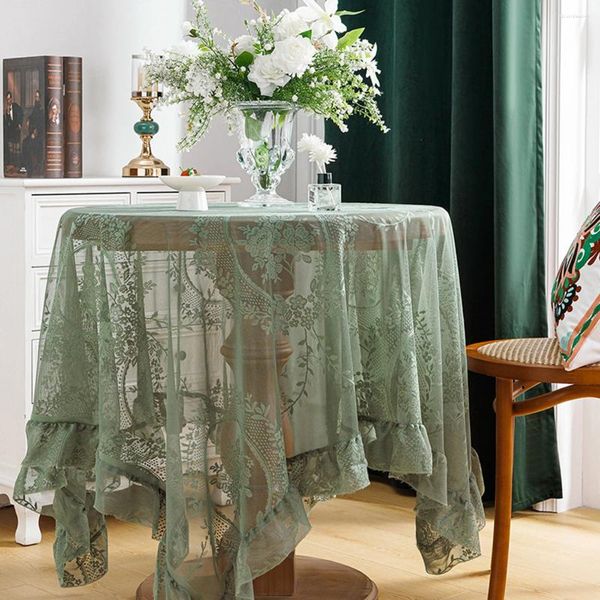 Tela de mesa flores oscuras de color verde oscuro vintage elegante tope de malla cubierta de malla de malla cubierta rectangular para comedor de cocina casera