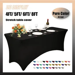 Tafelkleed dd pure vaste kleur spandex tafelkleed voor el trouwfeest banket 4ft 6ft 8ft elastische stofomslag aangepast logo