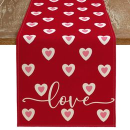 Nappe délicate en forme d'amour pour la Saint-Valentin, couverture en lin imprimé, drapeau de fête, coureurs étroits, 36 pouces