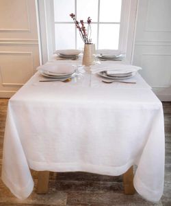 Tableau Dmoksha Nappeur blanc 60 x 108 pouces 100% nappe en lin pur 108 pouces nappes de Pâques nappes à ressort rectangulaire 240426