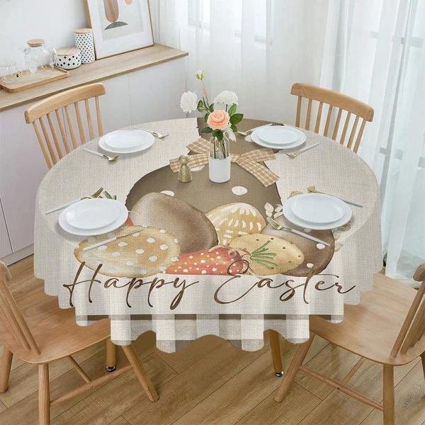 Tableau de table de Pâques Eucalyptus Oeufs à polka Pot imperméable Nappeur Décoration Mariage Home Kitchen Dining Salle Round