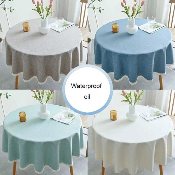 Tableau de table El Dining décor de pique-nique tables résistantes à l'huile Cover Coton Linage Round Shape Ornements Blue Bleu gris