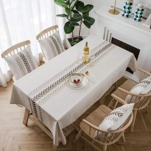 Table de table à feuilles brodées nappe à feuilles de coton épais couvercle résistant à la poussière pour décoration de cuisine Perfect Decor Dining