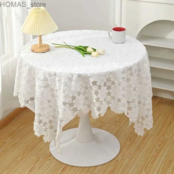 Mantel de encaje de flores de bordado, cubierta de mesa ahuecada para fiesta, banquete, mesa de centro cuadrada, decoración del hogar de boda Y240401