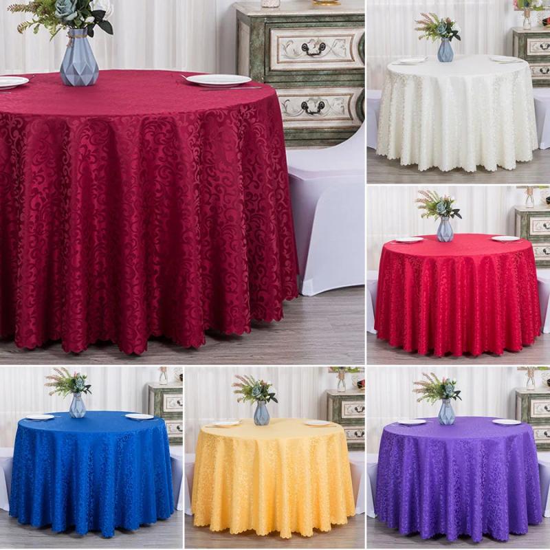 Table Cloth European El Wedding Banquet Crocheted Tablecloth Restaurant Round Jacquard White Simple Linen