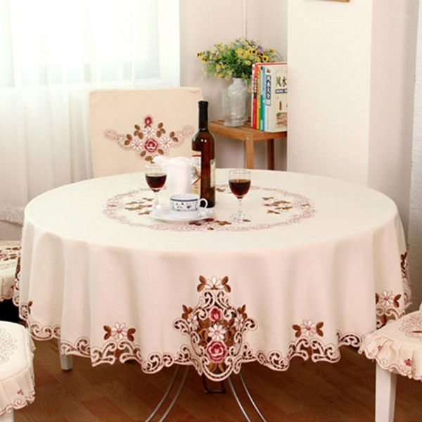 Mantel redondo bordado europeo mantel 220 flor de peonía comedor cubierta de té manteles de Navidad para el hogar