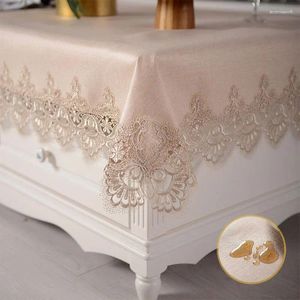 Tafelkleed Europese stof Waterdicht tafelkleed Champagne Vierkant Rechthoekig Kant Eetkamer Koffie Cover Oilproof Party Kitchen Decor