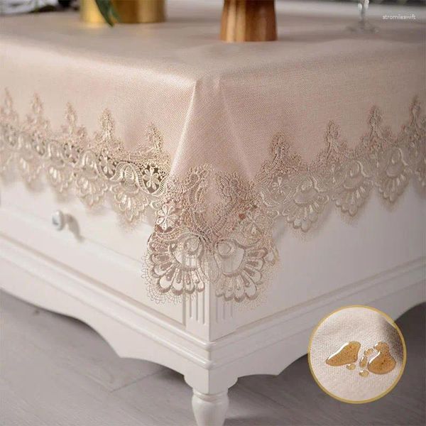 Tableau de table en tissu européen imperméable nappe Champagne carré rectangulaire en dentelle à dîner couverture de café à l'huile décor de cuisine de fête à l'huile