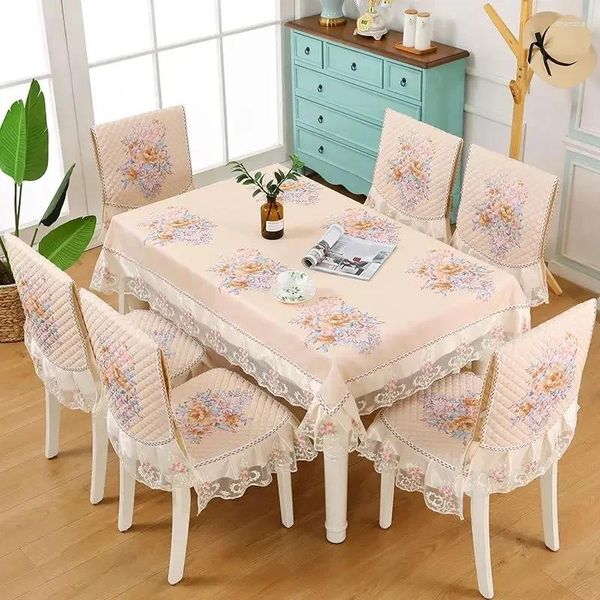 Mesa de tela European encaje de encaje arte comedor impreso cojín de tapa del asiento para café y silla en casa