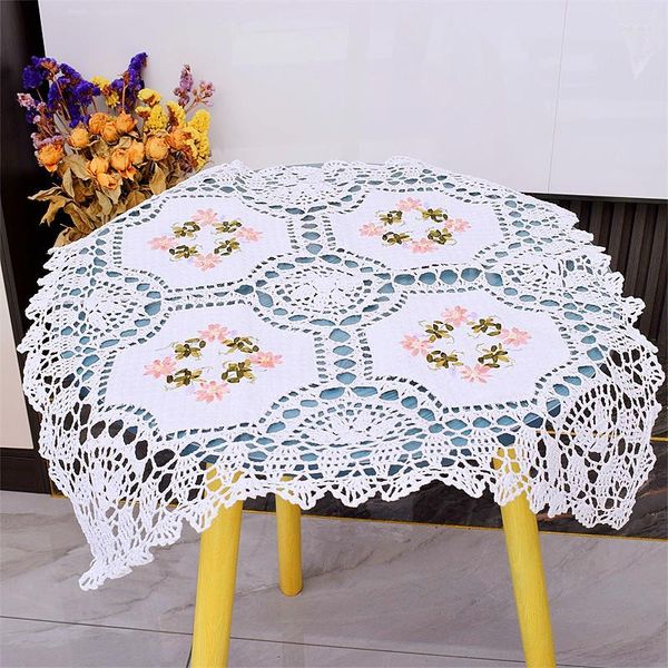 Nappe Européenne Rétro À La Main Au Crochet Couture Carré 60cm Nappe Chambre Balcon Salon Étude Antipoussière Petite Couverture Tapete