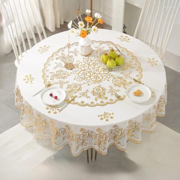 Nappe de table ronde épaisse européenne, imperméable, résistante à l'huile, Anti-brûlure, Non lavable, pour salle à manger, PVC, Dressing de luxe