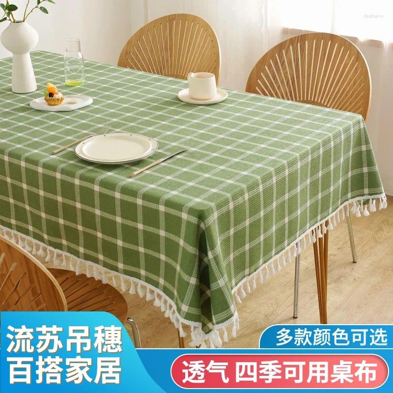 Table Cloth Fabric Tablecloth Desk Dining Coffee Plaid Rural Style Household