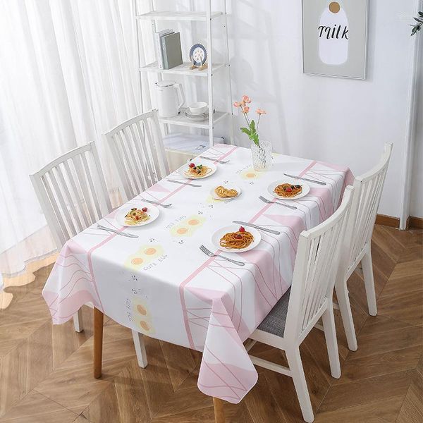 Tapis de salle à manger rectangulaire rouge en tissu imperméable à l'huile et sans lavage