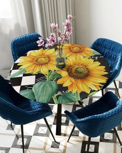 Tafelkleed boerderij bloem zonnebloem ronde ronde elastiek randen dekbeschermer waterdicht polyester rechthoek gemonteerd tafelkleed