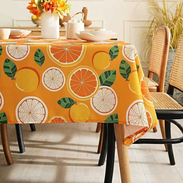 Nappe de Table rectangulaire Orange, décoration de mariage, Restaurant, Anti-salissure, tissu de pique-nique pour fête en plein air, R230605