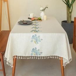 Nappe de Table en coton et lin, broderie de couleur, longue fleur, motif jacquard, tapis d'extrémité rurale, vente à la mode