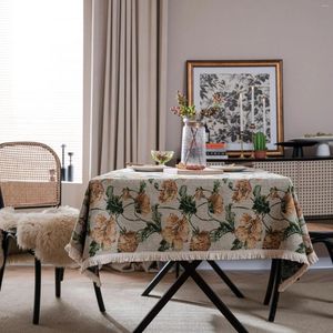 Nappe de table épaisse en jacquard floral bohème R6Q3884