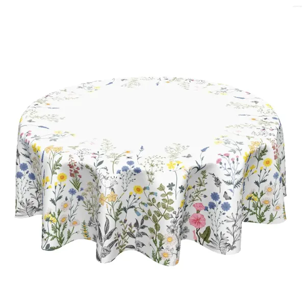 Table de nappe rond florale florale lavable en polyester rustique couverture de décoration intérieure intérieure extérieure