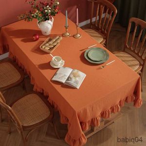 Nappe de table volantée couture tissu de coton nappe lavable nappe pour la fête de mariage salle à manger banquet décoration couverture de table Luxuriou R230726