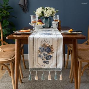 Nappe de Table en macramé avec impression de fleurs, avec pendentif à pompon, rétro, rectangulaire, épaisse, décoration de Bar, de salle à manger, de maison