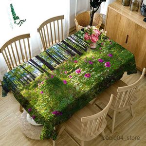 Nappe de table forêt paysage impression nappe rectangulaire pour table décoration de la maison étanche tables basses couverture R230727