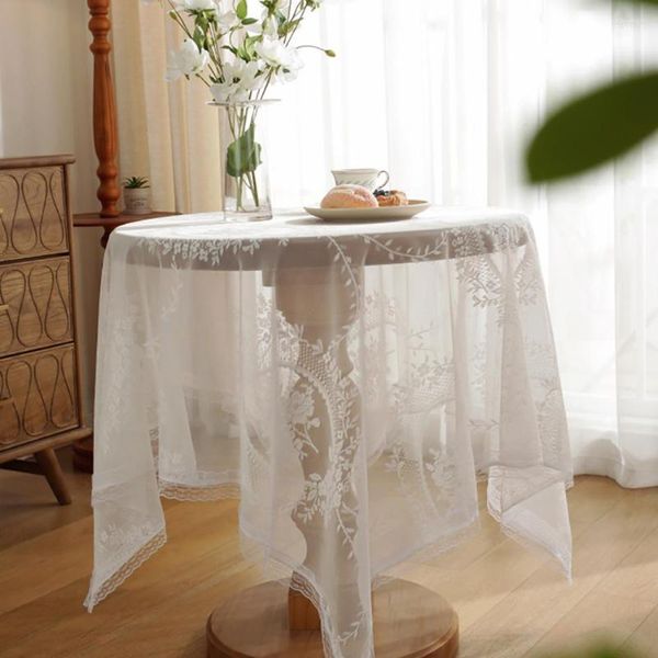 Mantel de encaje hueco francés, mantel blanco, flor europea, cubierta de café, tela para boda, Fondo Po, alfombrilla, abrigo, decoración del hogar