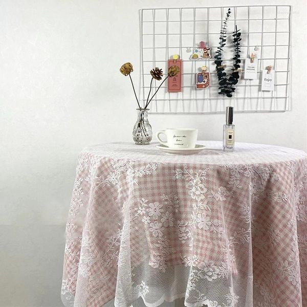 Paño de mesa Mantel de encaje francés Romántico Gasa blanca Cubierta de comedor rectangular Jacquard Estera de escritorio para sala de estar Decoración vintage