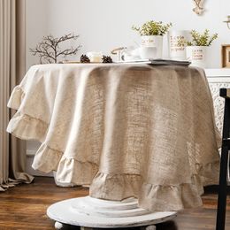 Nappe Français Romantique Simple À Volants Nappe Coton Lin Couverture De Table Américaine Table À Thé Ronde Littéraire Rétro Décoration De Fête 230731