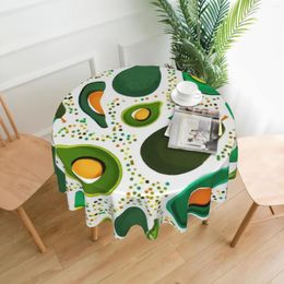 Tafelkleed verse groene avocado rond tafelkleed waterdicht geheel en gesneden rimpelvrije decoratieve feesten decoratie