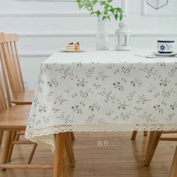 Nappe de jardin en tissu à fleurs fragmentées, gardénia, fil de coton, thé en dentelle