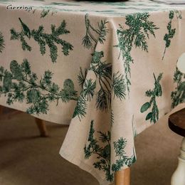 Nappe Gerring pour table en pin coton lin imprimé nappe de Noël tissu de salle à manger couverture de table rectangulaire