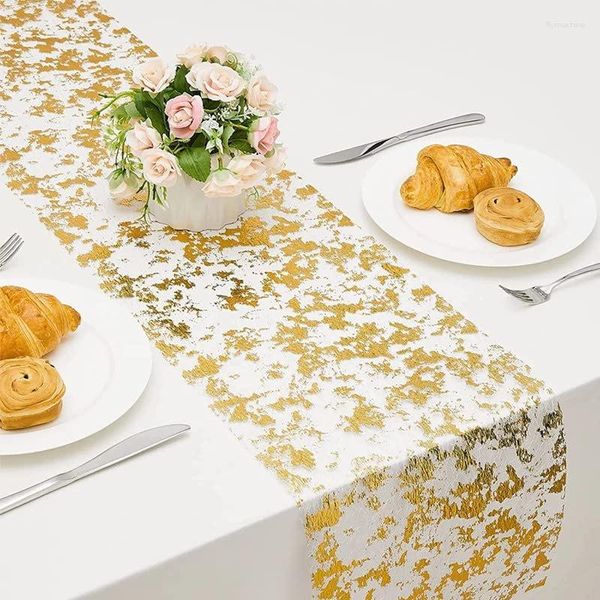 Pable de mesa dorada de banderas huecas de oro lentejuelas de malla lentejuelas decorativas manteles bodas fiestas